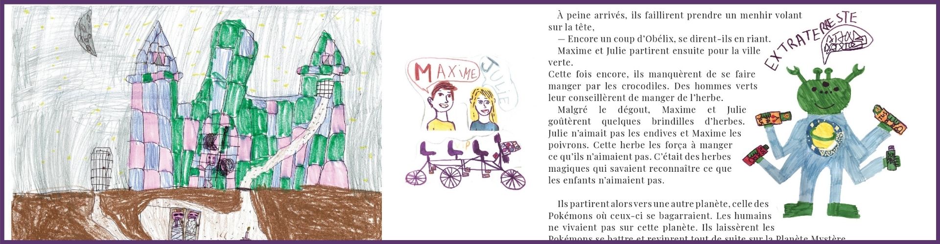 illustrations enfants du livre le Vélo Magique de Maxime et Julie